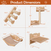 Product dimensions for the Cat Wall Furniture Set of 4, including hammock, cat tree, and perch in natural wood finish.
