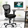 Ergonomic black mesh office chair with adjustable height, armrests, and backrest for optimal comfort and support.