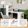 Computer desk with 6-tier storage shelves in white, featuring a thickened desktop and easy-to-clean surface for home.