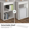Detachable shelf of a white computer desk with 6-tier storage, ideal for organizing office supplies and saving space.