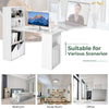 Computer desk with 6-tier storage shelves in white, ideal for home, office, or study room organization.