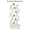 S-shaped 6-tier freestanding bookshelf in white with a closed cabinet, designed for ample storage in any room.