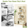 6-tier S-shaped freestanding bookshelf in white with cabinet doors, perfect for organizing books in living rooms or.