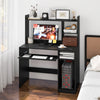 Home Office Computer Desk with Bookcase Keyboard Tray and CPU Stand-Black - Gallery View 1 of 10