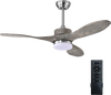 48-inch wood ceiling fan with LED lights, remote control, and 6 speed levels, perfect for living rooms or bedrooms.