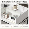 Center table featuring a high-gloss faux marble surface and tempered glass top, perfect for stylish living spaces.
