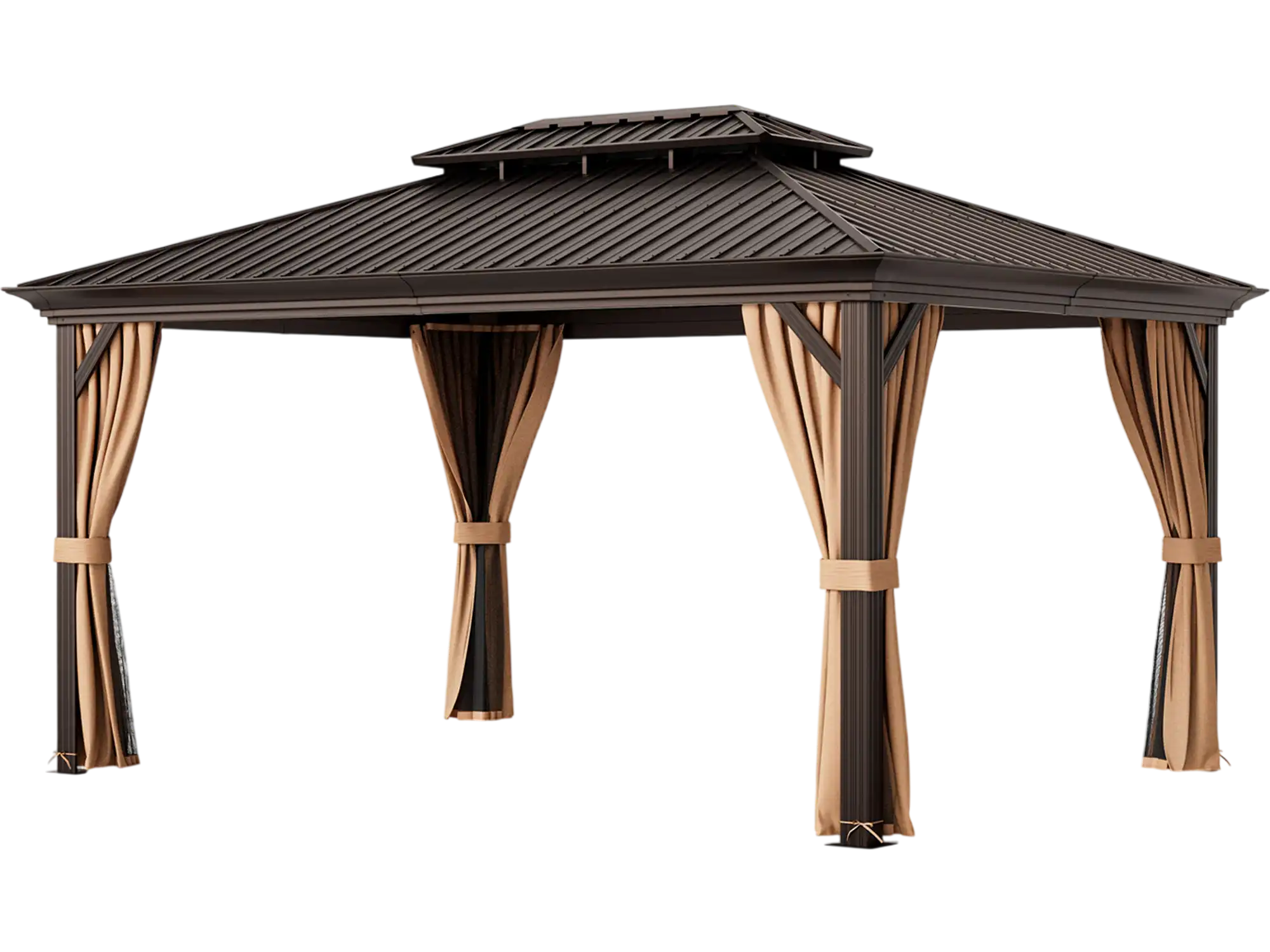 Costway 12' x 16' Double-Roof Hardtop Gazebo Galvanized Steel Roof 13689452 New
