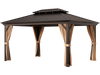 12' x 16' double-roof hardtop gazebo with galvanized steel roof and detachable curtains, ideal for outdoor gatherings.