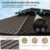 Double-roof design of the 12' x 16' gazebo with galvanized steel roof, promoting ventilation and stability in windy.