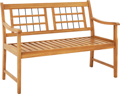 Costway Patio Acacia Wood Outdoor Bench Curved Armrests Slatted Seat Backrest 31862754 New