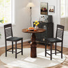 Dining Chair Set of 2 with Footrests and Solid Wood Frame-Gray - Gallery View 1 of 10