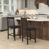 Dining chair set of 2 with gray solid wood frame and footrests, perfect for kitchens or dining rooms.