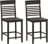 Set of 2 gray dining chairs with slatted backrests, solid rubber wood frame, and footrests for enhanced comfort.