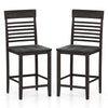 Set of 2 gray dining chairs with slatted backrests and footrests, made of solid rubber wood for stability and comfort.