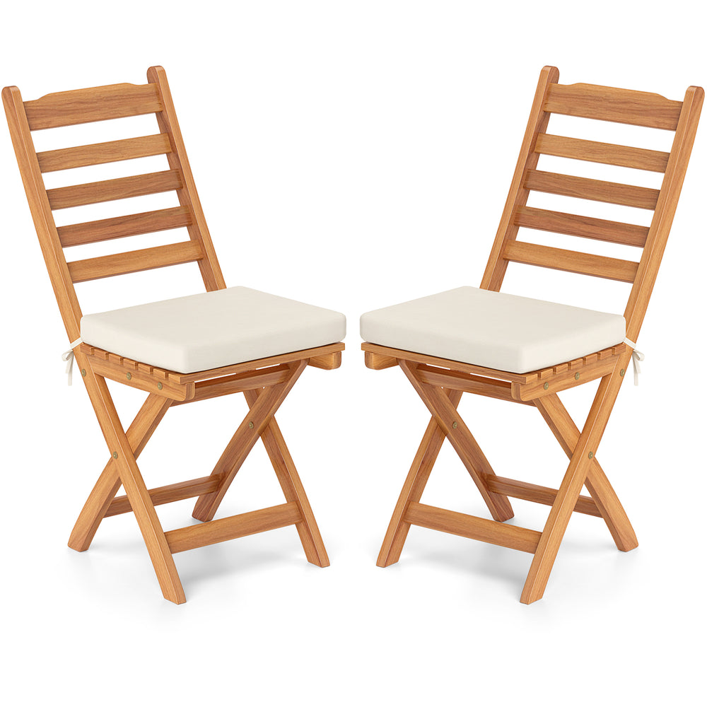 Patio Folding Chairs Set of 2 with Soft Seat Cushion-A - Gallery View 1 of 4