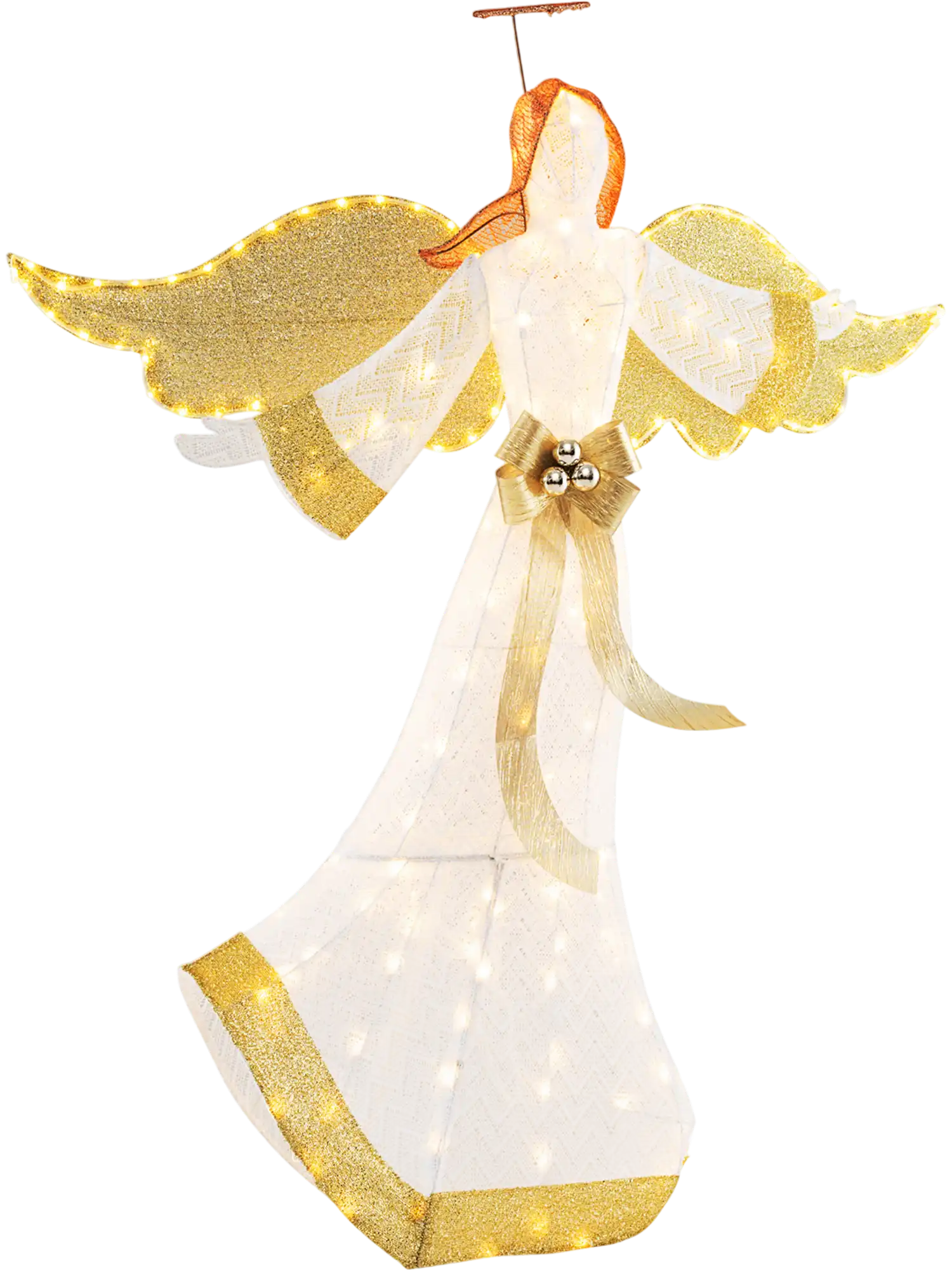 Costway 5.2' Pre-Lit Christmas Angel with Halo Wings 180 Warm White LED Lights 52637184 New