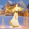 5.2 feet pre-lit Christmas angel with halo wings, 180 warm white LED lights, perfect for outdoor holiday decoration.