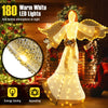 5.2 feet pre-lit Christmas angel with halo wings, 180 warm white LED lights, perfect for outdoor holiday decor.