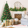 6 ft artificial PVC Christmas tree with a solid metal stand, decorated for a festive indoor setting, perfect for.
