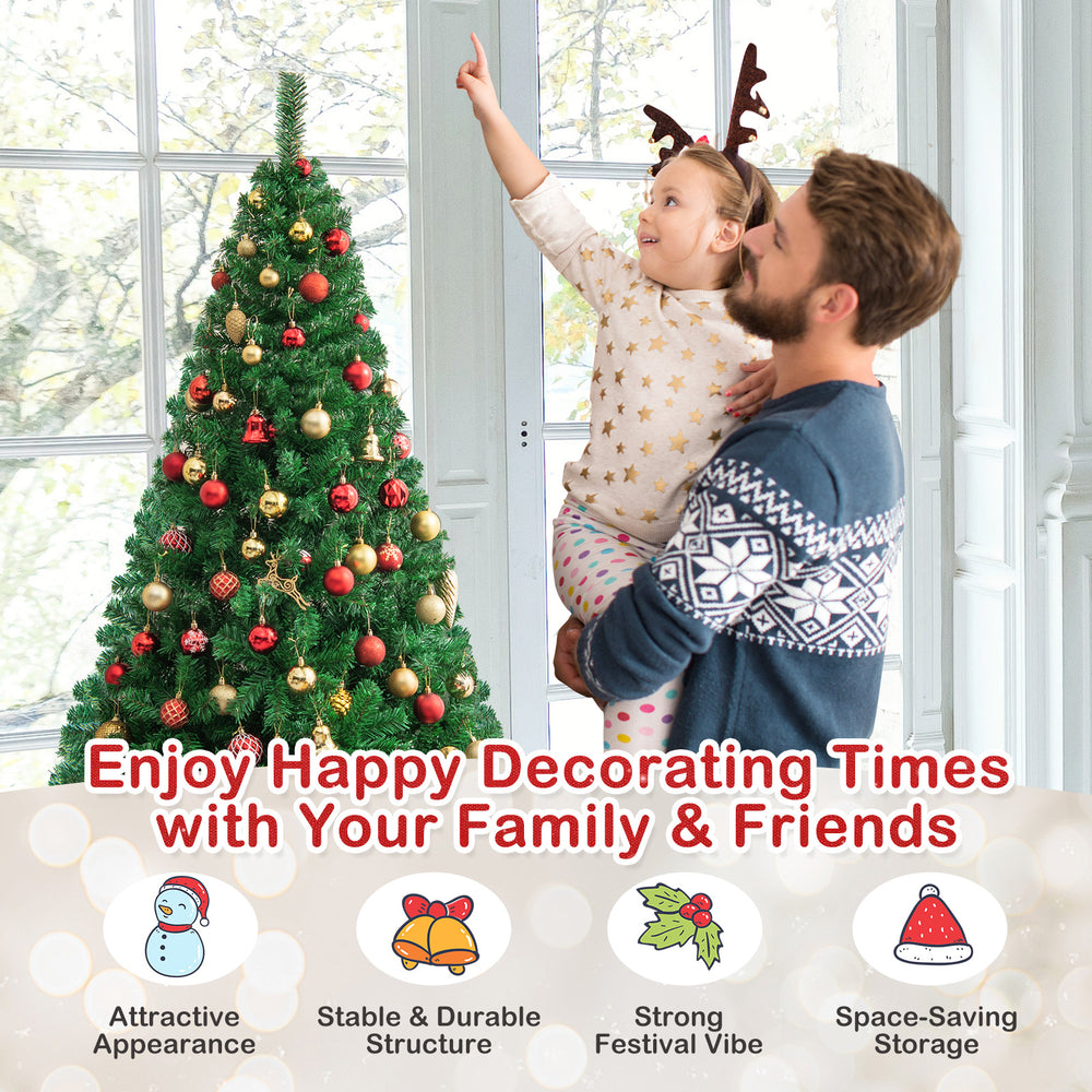 6 ft artificial PVC Christmas tree with a durable metal stand, perfect for indoor and outdoor festive decoration.