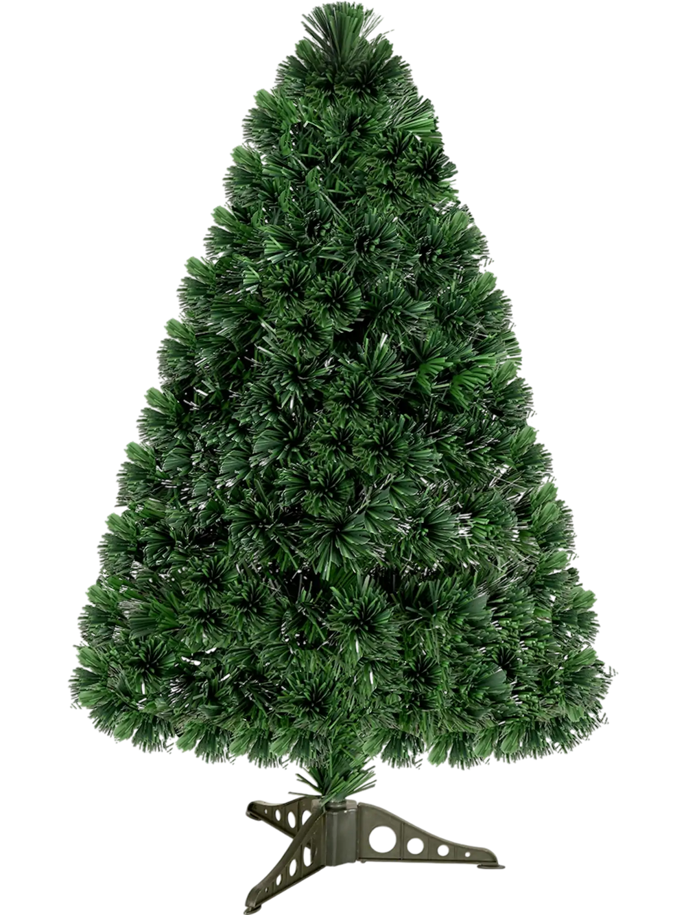 3-foot fiber optic artificial Christmas tree with PVC needles and energy-saving LED lights for vibrant holiday decor.