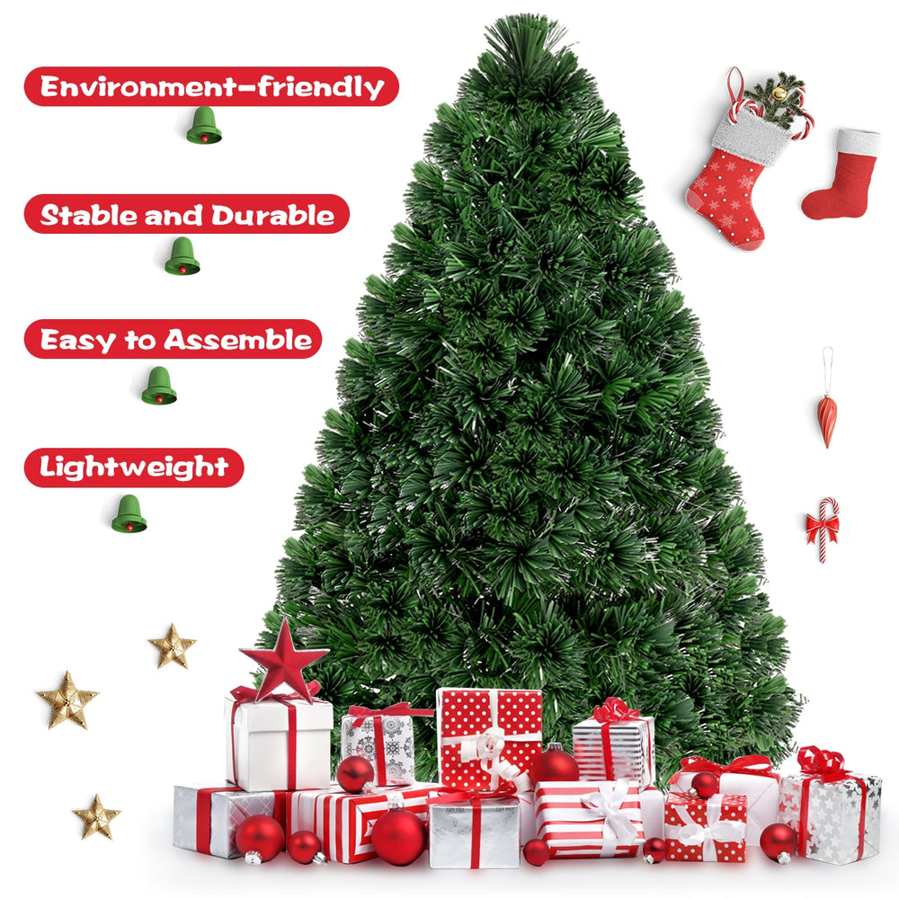 3-foot fiber optic artificial Christmas tree with PVC needles, pre-installed LED lights, perfect for festive indoor.