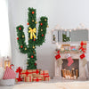 6-foot artificial cactus Christmas tree with LED lights and ball ornaments, perfect for festive home decoration.