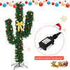 6-foot artificial cactus Christmas tree showcasing vibrant ball ornaments and warm LED lights for a unique holiday.