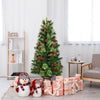 3-foot LED Christmas tree with red berries and pine cones, pre-lit with warm white lights, perfect for festive decor.