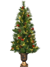 3-foot LED Christmas tree with red berries and pine cones, pre-lit with warm white lights, in a gold urn base.
