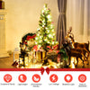 LED Christmas tree with red berries and pine cones, pre-lit with warm white lights, perfect for festive home decoration.