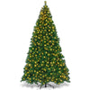 9-foot pre-lit PVC artificial Christmas tree with 700 LED lights, perfect for festive indoor decoration.