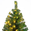Top view of a 9-foot pre-lit PVC artificial Christmas tree with 700 warm white LED lights, perfect for festive indoor.