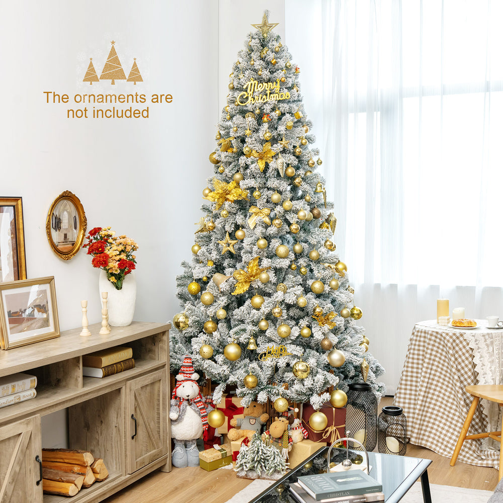 9 Feet Artificial Christmas Tree with Premium Snow Flocked Hinged - Gallery View 1 of 11