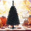 Black 3 feet unlit artificial Christmas Halloween mini tree with 116 branch tips, perfect for festive decorations.