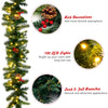 9FT pre-lit artificial Christmas garland with red berries, pine cones, and 100 LED lights for festive indoor or outdoor.