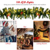 9FT pre-lit artificial Christmas garland with red berries and 100 LED lights, perfect for indoor and outdoor festive.