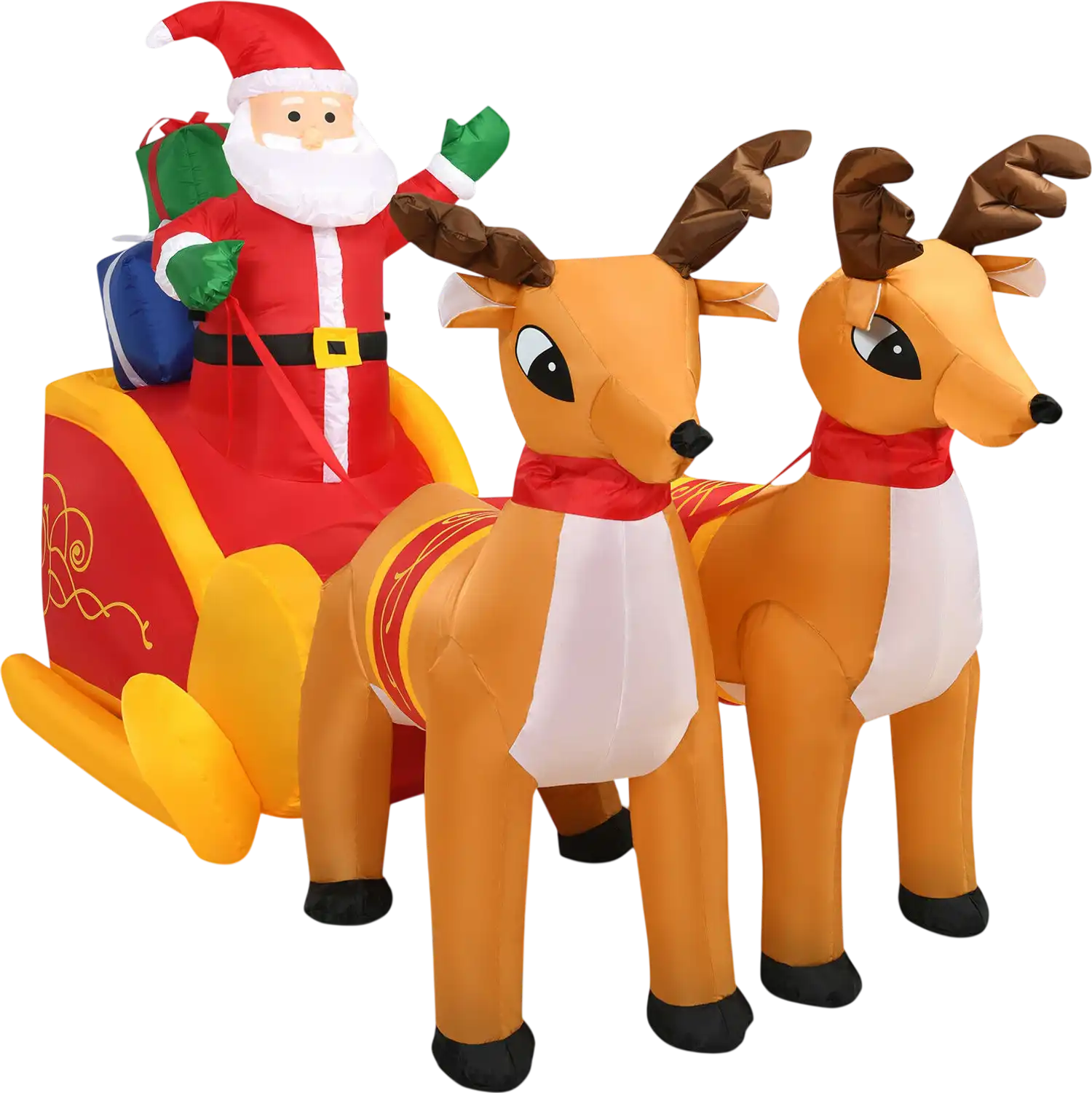 Costway 7.5' Outdoor Waterproof Inflatable Santa Double Deer Sled 39456021 New