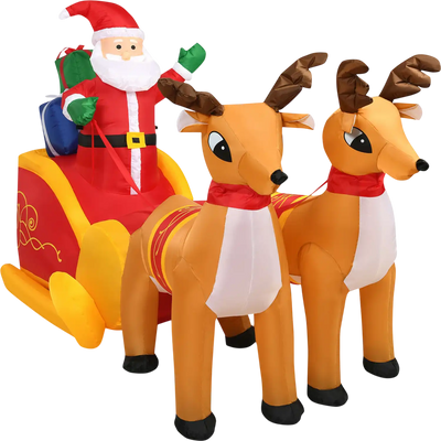 Costway 7.5' Outdoor Waterproof Inflatable Santa Double Deer Sled 39456021 New