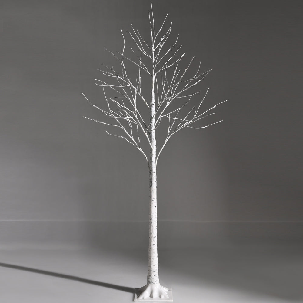 5-foot pre-lit white twig birch tree showcasing a vivid birch bark texture, perfect for festive indoor decoration.