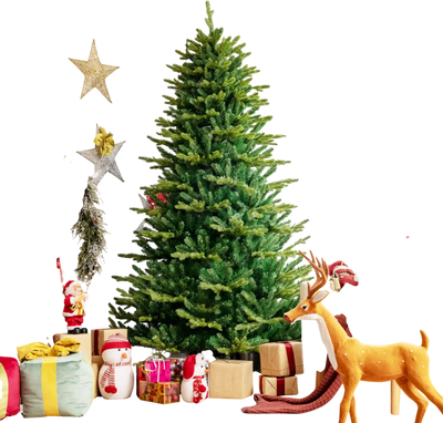 Costway Pre-lit Artificial Hinged Christmas Tree APP Controlled LED Lights 7' 19683027 New
