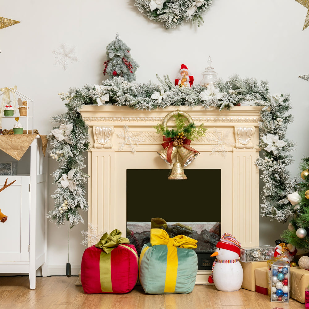 9 feet pre-lit artificial Christmas garland with 50 LED lights, featuring snow flocked appearance and lush white.