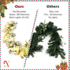 9 feet pre-lit artificial Christmas garland with 50 LED lights, featuring snow flocked design and decorative white.
