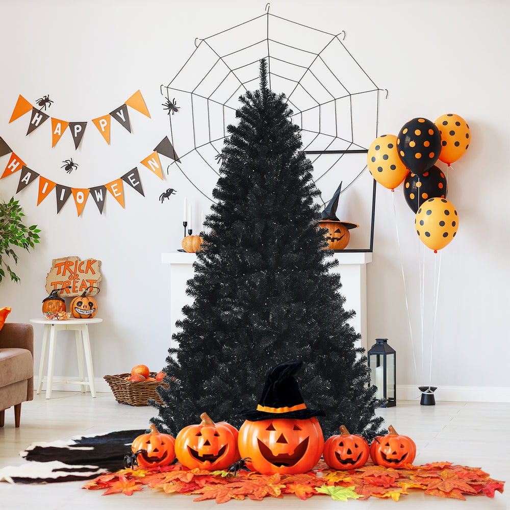 Black Artificial Christmas Halloween Tree with Purple LED Lights-6 ft - Gallery View 1 of 11