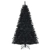 Black 7ft artificial Christmas Halloween tree with purple LED lights, featuring lush branches for festive decor.