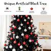 Black artificial Christmas Halloween tree, 7 ft tall, with purple LED lights, perfect for festive holiday decorations.