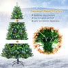 Artificial hinged Christmas tree with remote-controlled color-changing LED lights, showcasing a full-bodied design for.