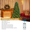 Artificial 7' Christmas tree with remote-controlled color-changing LED lights, showcasing multiple lighting modes and.
