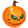 Inflatable 4-foot Halloween pumpkin with a scary face, built-in LED light, perfect for indoor and outdoor decorations.