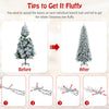 Snow-flocked 7.5 ft artificial Christmas pencil tree with lush branches, perfect for festive holiday decoration.